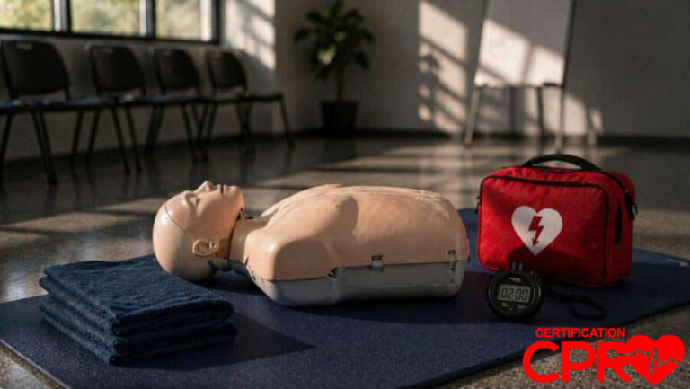 CPR training mannequin for certification in Chicago.