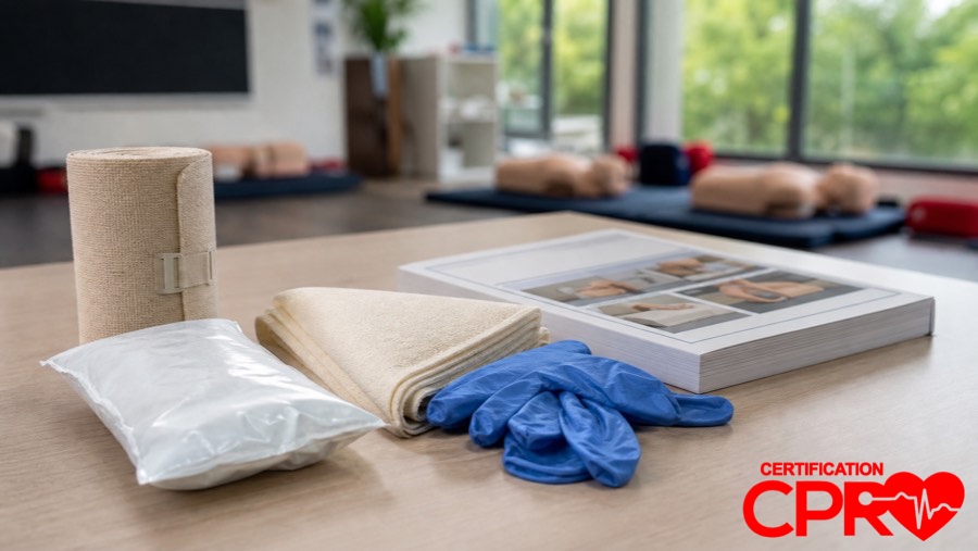 CPR training materials and certification supplies in Chicago classroom.