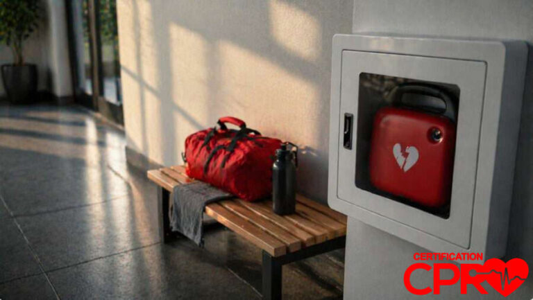 CPR training kit and AED device for cardiac emergencies in Chicago.